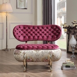 欧式新古典布艺沙发客厅卧室小沙发椅双人个性创意美容院接待组合
