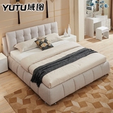 域图可拆洗布艺床1.8米双人床现代简约软床气动储物小户型布床201