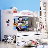 韩式高低床子母床上下床双层床上下铺带护栏儿童床实木储物组合