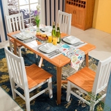 简约现代白橡木柞木餐厅家具 长方形原木色全实木餐桌椅组合