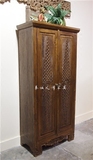东南亚风格泰式家具纯实木衣柜原木雕花定制老榆木衣柜卧室储物柜