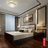 新中式实木床复古简约婚床双人床现代宜家样板房水曲柳高箱储物床