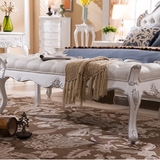欧式床尾凳 实木雕花床榻床前凳 美式法式宫廷新古典家具现货新款