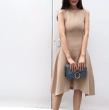 韩国YOOMINI柔滑手感无袖修身弹力显瘦型针织背心连衣裙2016秋季