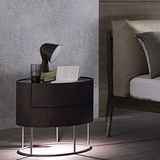 意大利设计实木床头柜米兰现代轻奢椭圆形金属脚架柜子高档定制