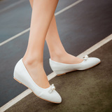 唯品会蘑菇街美丽说春秋新高中学生少女鞋漆皮平底内增高休闲单鞋