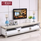 小户型大理石电视柜可伸缩 不锈钢白色烤漆茶几电视柜组合套装