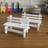zakka木质白色公园长椅迷你创意小摆件娃娃家小家具实木桌面装饰