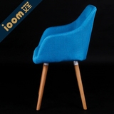 艾茉 简约家居设计师椅子 伊姆斯餐椅亚麻布艺扶手椅实木脚书桌椅