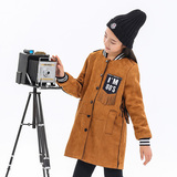 冬季新款韩版童装女童冬装毛呢外套中长款加厚长袖中大童外衣风衣