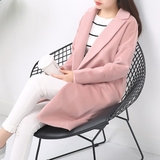 韩国宽松气质学院风毛呢外套女中长款茧型驼粉色羊毛呢子大衣潮