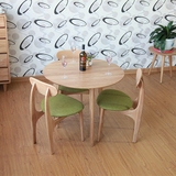 北欧日式餐厅全实木餐桌椅组合小户型现代简约4人圆形小餐桌饭桌