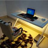 简约现代z型 钢化玻璃电脑桌台式家用办公桌 简易学习书桌写字台
