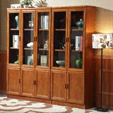 简约实木书柜书架家用2门3门带玻璃门自由组合书橱中式储物收纳柜