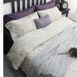欧式复古花纹纯棉四件套床单被套1.8全棉贡缎紫色个性家居床品套