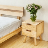 日式纯实木床头柜白橡木环保角柜双抽屉卧室家具简约环保