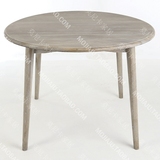 欧式北欧现代简约风格实木橡木风化做旧圆桌餐桌简洁莫尼卡家居