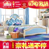 欧式儿童软包床 男孩家具卧室套房组合 1.2米1.5米儿童单人储物床