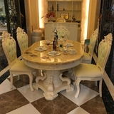 欧式餐桌 大理石椭圆形餐桌椅组合 白色田园家具 美式2米长饭桌子