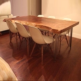 LOFT金属美式北欧酒吧铁艺实木西椅组合会议桌办公桌复古餐桌