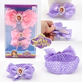 新款正品迪士尼小公主苏菲亚女童发带宝宝头带发夹发卡礼盒套装