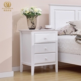 简美式床头柜实木白色田园简约现代环保小户型卧室家具储物收纳柜