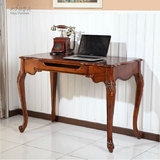 美式实木书桌电脑桌小户型家用办公写字台做旧家具雕花学习桌组装