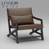 原创 单人沙发椅北欧风格实木框架懒人沙发椅羽绒填充休闲沙发椅