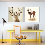 麋鹿动物 玄关单联个性装饰画现代简约北欧无框画卧室书房挂画