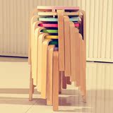 小凳子实木圆凳彩色曲木质高凳小板凳家用餐桌凳客厅宜家时尚