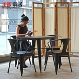 loft复古西餐厅4人餐桌椅套装美式铁艺实木咖啡厅餐厅餐桌椅