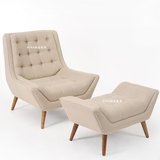 北欧简约现代客厅单人布艺沙发单人沙发脚蹬椅子扶手椅休闲椅包邮