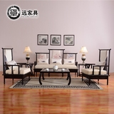 新中式实木沙发 现代简约客厅家具样板房酒店布艺组合沙发三人位