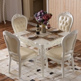 暖树家具欧式实木方桌韩式田园白色小户型餐桌正方形餐桌一桌四椅