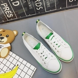 可卡依平跟真皮系带拼色圆头小白运动鞋女夏韩版2016新款学生板鞋