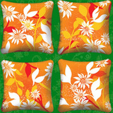 四件套橙色雏菊沙发靠垫抱枕创意靠背靠枕艺术抱枕被布艺坐垫枕套