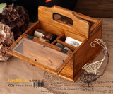 包邮zakka做旧松木针线盒 手提带抽屉多格储物盒 首饰收纳盒 药箱