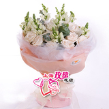 【皇冠信誉】 粉红爱恋-11朵粉玫瑰花束 上海鲜花徐家汇花店
