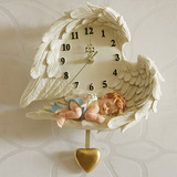 创意天使挂钟 挂表客厅田园个性欧式墙面艺术装饰钟摆挂儿童时钟