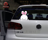 小白兔子可爱搞笑车贴后窗玻璃贴汽车贴纸卡通反光挡划痕装饰拉花