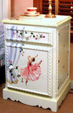 5001手绘芭蕾女孩床头柜韩式美式田园实木家具定制彩绘儿童床边柜