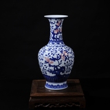景德镇陶瓷花瓶摆件 高档仿古手绘青花瓷石榴 插花台面居家装饰品