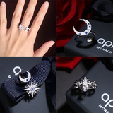 欧美apm monaco星星月亮戒指开口女克罗心时尚个性潮食指指环日韩