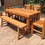 老榆木大料餐桌椅 全实木原生态简约现代韩式书桌茶桌长方咖啡桌