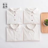 【天天特价】韩版长袖白衬衫清新文艺纯棉衬衫女学生宽松打底衬衫