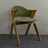 北欧宜家橡木餐椅咖啡椅 休闲椅 带扶手宜家餐椅纯实木设计办公椅