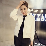 康诺玫 2016夏季新款韩版女装 纽扣街头长袖口袋单件薄款短款外套