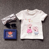 2016春夏新款童装小猪佩奇之粉红猪小妹佩佩猪圆领纯棉短袖T恤