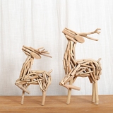 半山居 摆件家居木质鹿动物纯手工家居创意桌面办公室装饰礼品