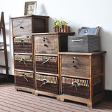 美式家具实木收纳柜 带锁斗柜 时尚客厅床头柜 简约斗柜G153